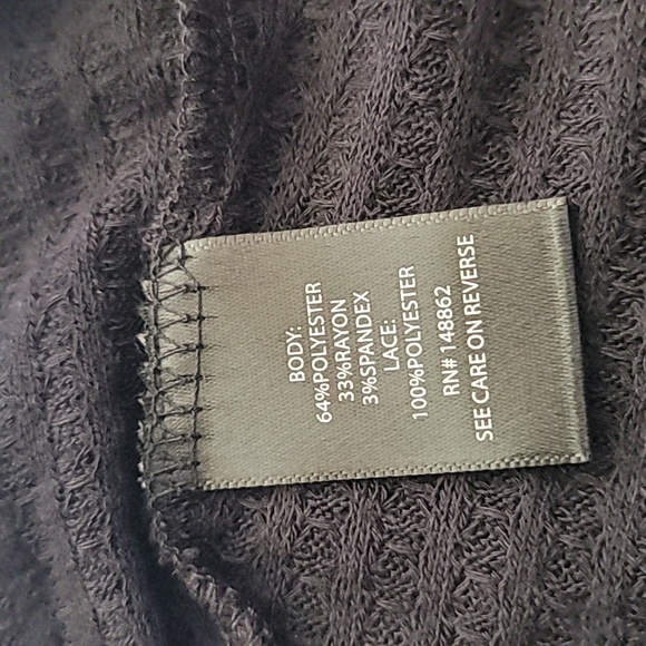 NWT 4X TORRID Waffle Knit Long Sleeve Crochet Yoke Top Deep Black - Picture 7 of 7